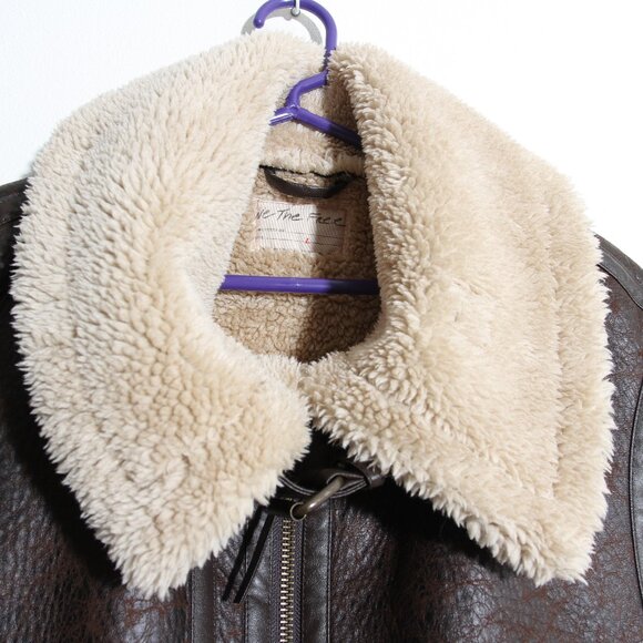 Free People We The Free Bad Habits Cozy Waistcoat Vest Crackle Brown Full Zip - Picture 3 of 14